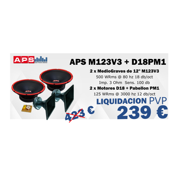 Sistema Completo 2 MedioGraves M123V3 + 2 Motores D18PM1