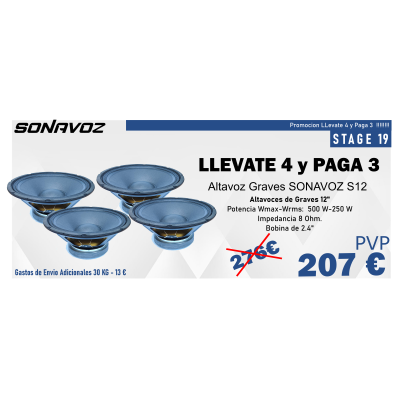 Pack de sonido Promocion LLevate 4 y Paga 3 !!!!!!!! Sonavoz S12 Pack de sonido Promocion LLevate 4 y Paga 3 !!!!!!!! Sonavoz S12
