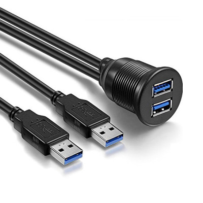 Toma empotrable doble USB-A AMPIRE con cable de 60 cm