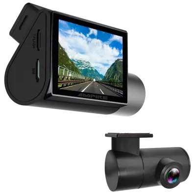 Dashcam AMPIRE de 2 canales con monitor, 4K frontal y 1080p trasero, 4G LTE, Wi-Fi y GPS